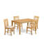 Ensemble de table de salle à manger 5 pièces moderne comprenant une table rectangulaire en bois et 4 chaises rembourrées en tissu de lin, 36 x 60 pouces, chêne-1037750868-948418489