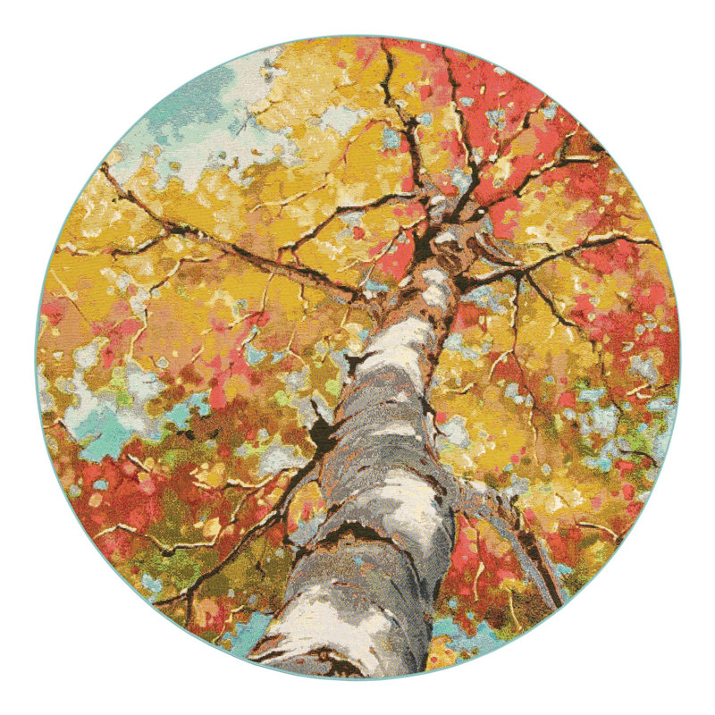 Tapis d'extérieur botanique, Rond 6 pi 1 po