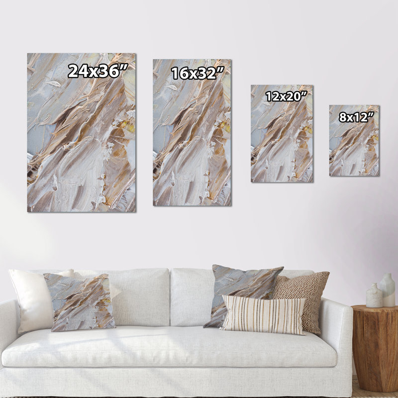 Abstrait beige brossé brun - reproduction de cadre photo sur toile, H 20 po x l 12 po x P 1 po, Toile tendue