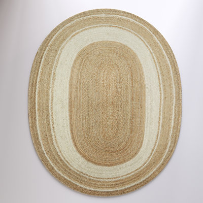 Kayleigh Hand-Braided Jute Area Rug, Brown/Cream