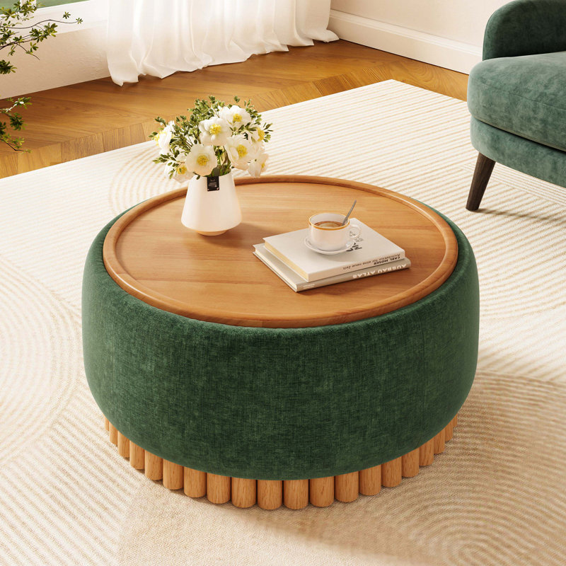 Repose-pieds de rangement en chenille 29 po, housse réversible et structure en bois robuste, repose-pieds pratique pré-assemblé