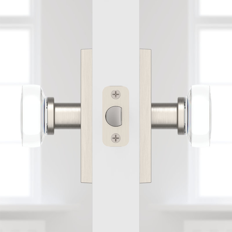 Crystal Knob 2.1875 Diameter Round, Satin Nickel