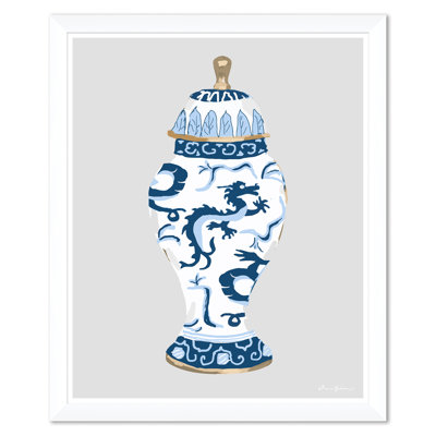 Dragon Jar in Blue Framed Graphic Art by Dana Gibson