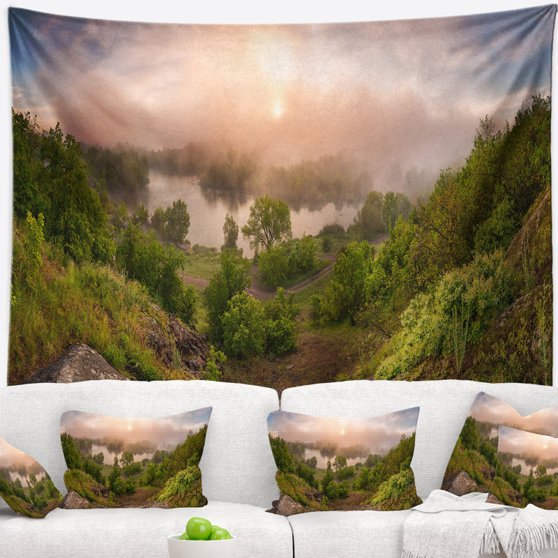 Polyester se déposant au-dessus de la tapisserie à brume avec accessoires suspendus inclus, H 78 po x l 92 po