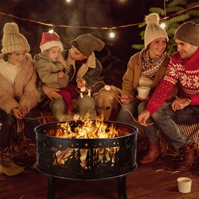 Round Steel Smokeless Fire Pit with Lid