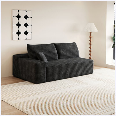 Modern Black Upholstered Sofa, Stylish Living Room Furniture for Home, Apartment & Office