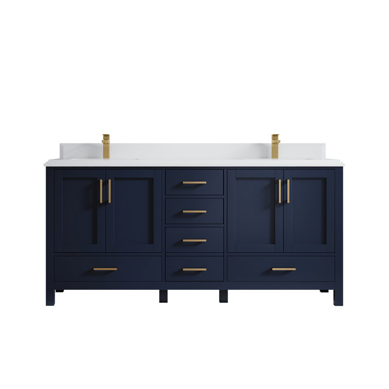 Ensemble de meuble-lavabo double 72 po Malibu, Blanc