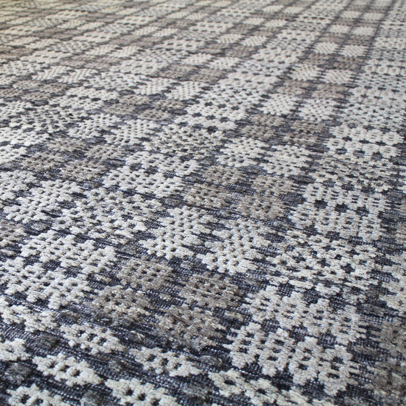 Hashtag Cotton and Wool Geometric Area Rug, Rectangle 9'1" x 11'11"