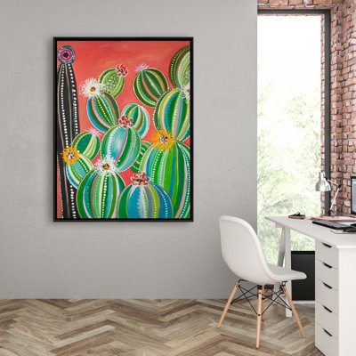 Rainbow Cactus Print On Canvas