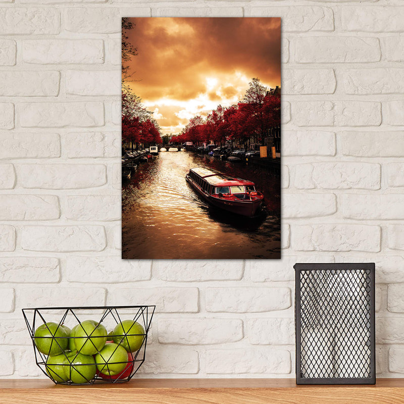 Red Leaves In Amsterdam by Enzo Romano - Wrapped Canvas Print, 45.72cm H x 30.48cm W x 1.91cm D