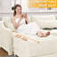Trois places avec 2 repose-pieds mobiles, coussin lombaire, tissu en chenille beige, éponge haute densité, structure en bois, repose-pieds ergonomique et rembourrage, rembourrage de résilience, moderne-332548946-332548947