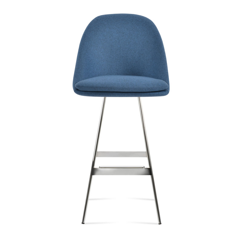 Tabouret Avanos Balat, Petit tabouret (siège d'une hauteur de 23,5 po), Chrome chrome, Bleu pétrole W