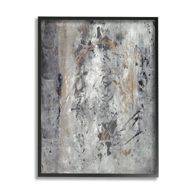 Ancien coup de pinceau abstrait noir brun gris