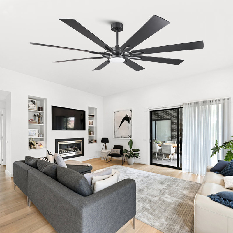 72" Modern Smart 3CCT LED Windmill Large Ceiling Fan with APP and Remote Control, Double-Sided Blades, Dimmable, Reversible 6 Speeds Motor, 5"/10"/24" Downrods