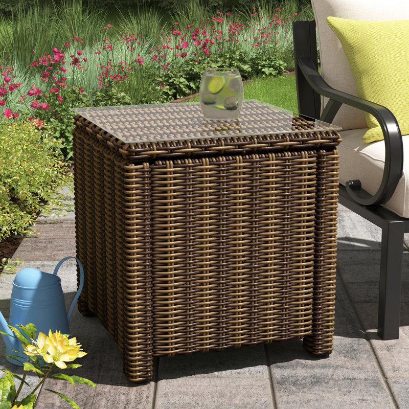 Munguia Square Metal Outdoor Side Table , 20'' in. W 20'' in. D, Brown