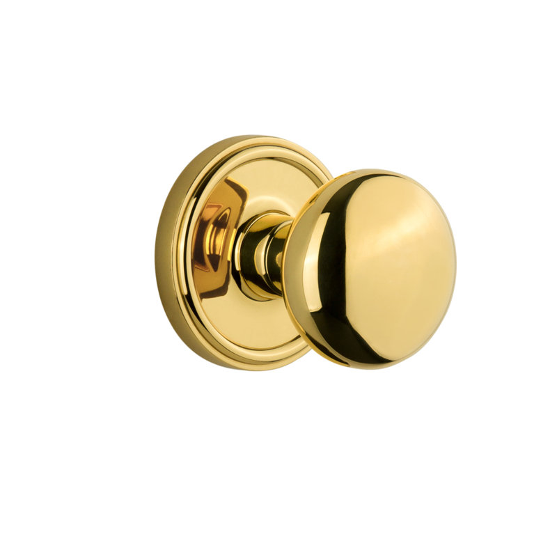 Grandeur Georgetown Rosette Privacy with Fifth Avenue Door Knob, Polished Brass, 2 3/8"