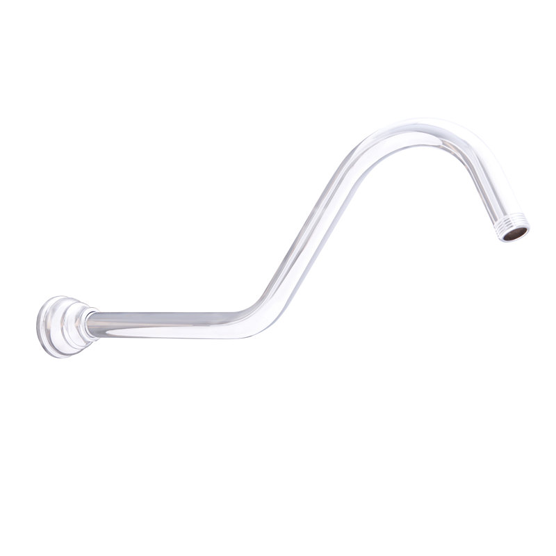 Bras de douche en forme de S de 16 po avec bride, Chrome poli