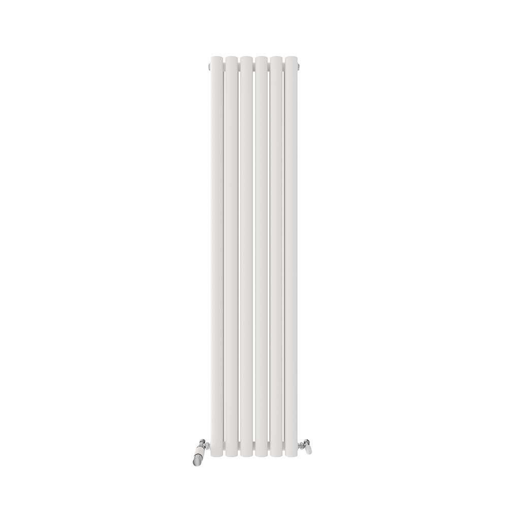 iBathUK Princia Vertical Double Oval Panel Radiator Angled Valve