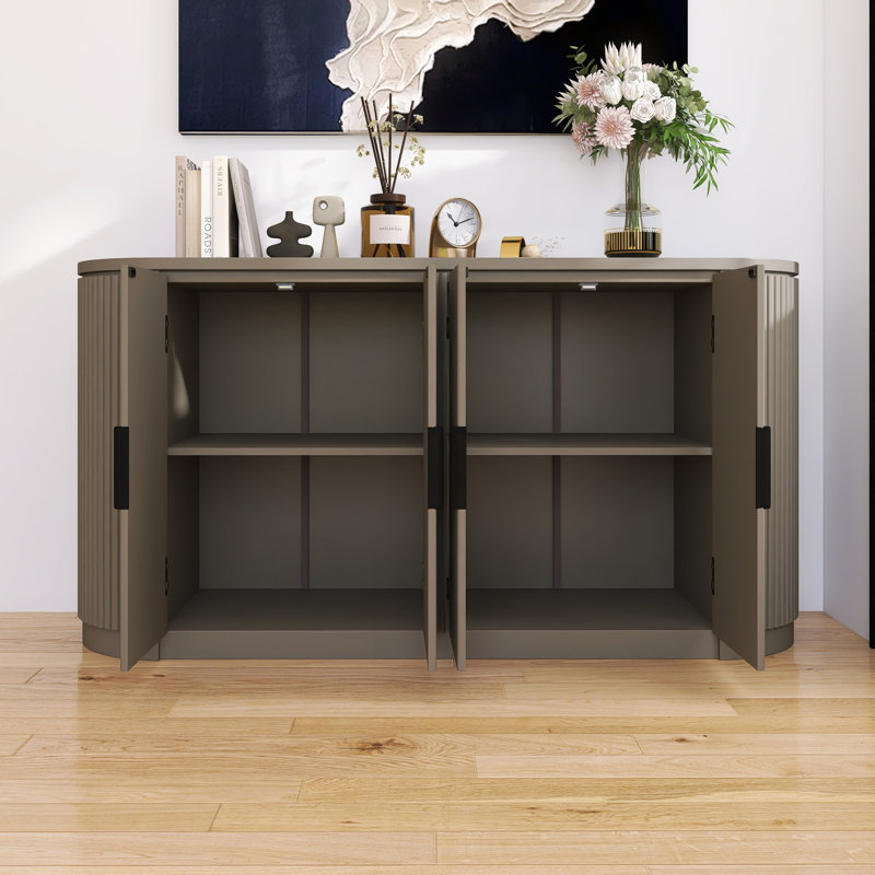 63'' Wide Wood Sideboard Buffet, Storage Server, Brown