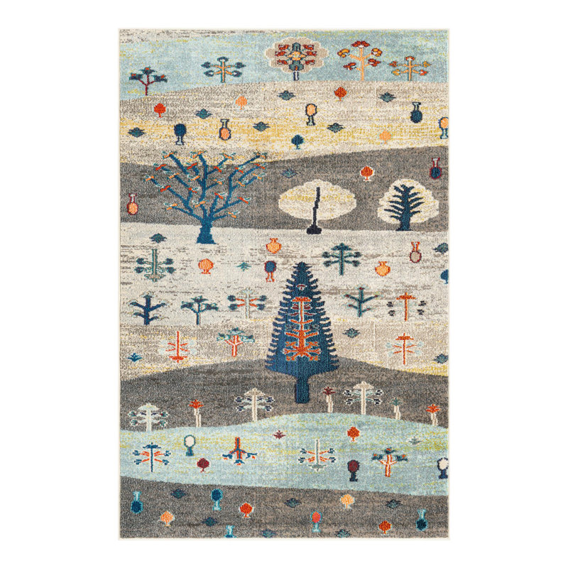 Washable Floral Indoor Rug, Rectangle 4'1" x 6'1"
