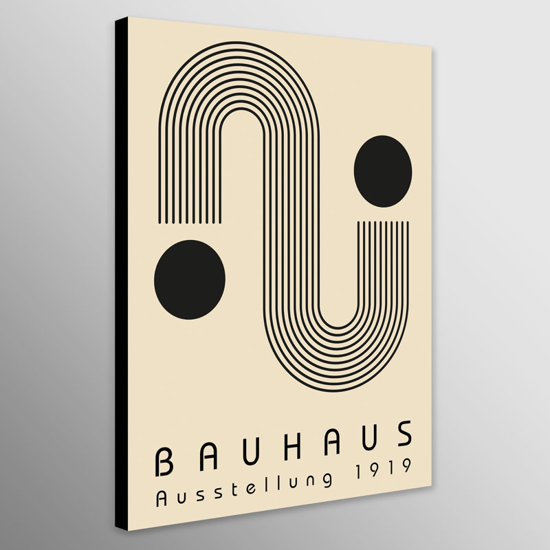 Axelson Bauhaus - S-Lines With Two Circles - Print on Canvas, 117cm H x 81cm W x 4cm D