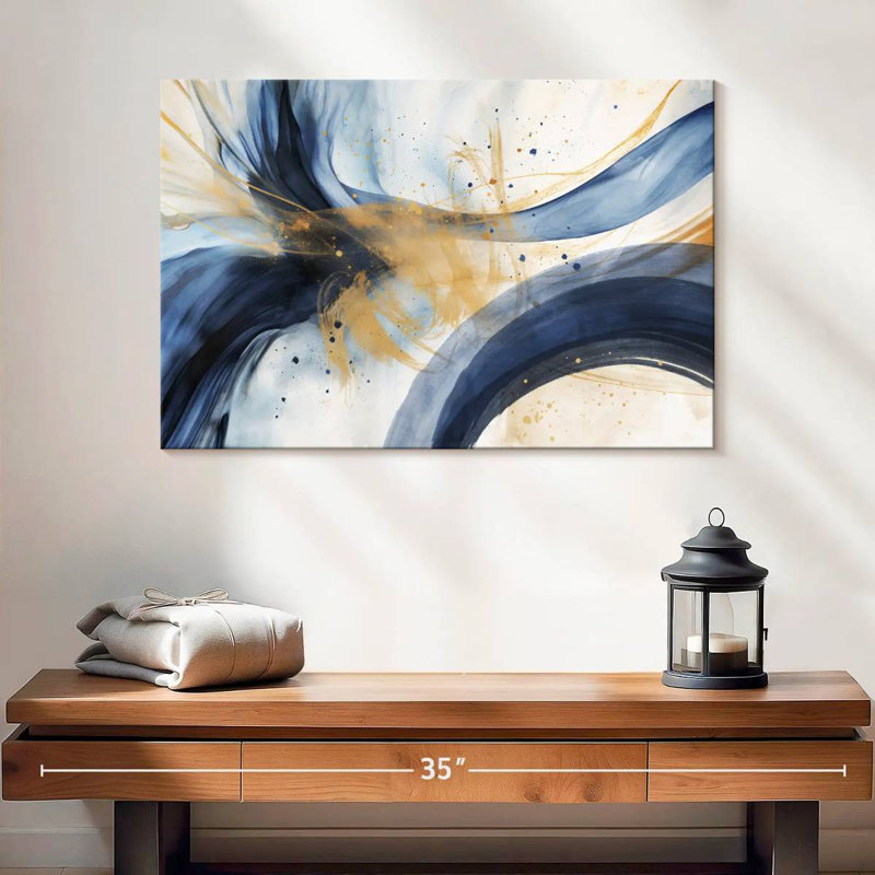 Bleu abstrait et beige Avery, H 16 po x l 24 po