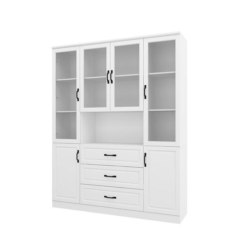 78.7'' H X 63'' W 3-Drawer Bookcase With Glass Doors