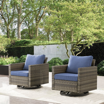 Hansencamp Outdoor PE Wicker Swivel Glide Chair with Cushions by Hokku Designs
