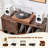 Large Record Player Stand, Vinyl Storage For 450 Albums, 39", Farmhouse Brown, Barn Doors, Vintage