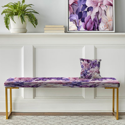 Banc floral rembourré or