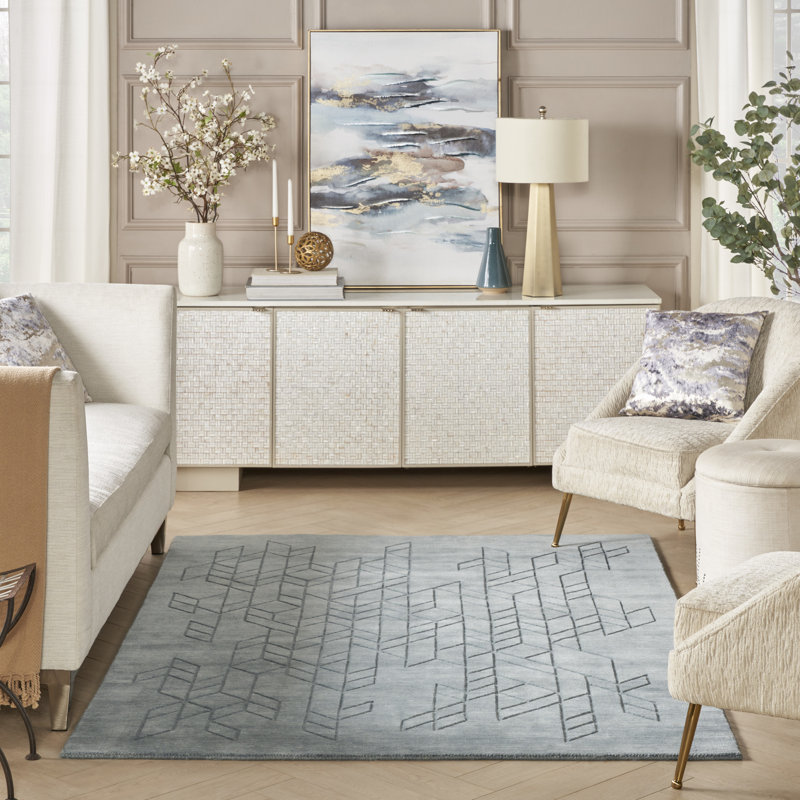 Nourison Alessia 5'3" x 7'5" Blue Modern Indoor Rug, Blue, Rectangle 5'3" x 7'5"