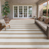 Ellie Waterproof Striped Plastic Outdoor Rug with Reversible