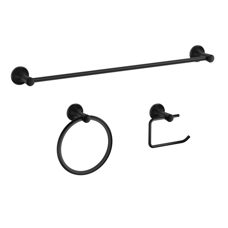 Sereno Matte Black 3 pieces Decorative Bathroom Hardware sets, Matte Black