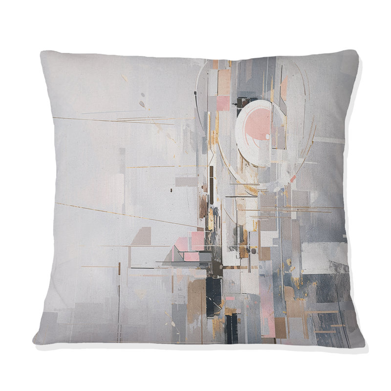 Coussin décoratif rose et gris avec mosaïque Echoes I