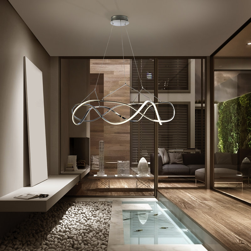 Ameer 1 - Light LED Unique/Statement Pendant, Chrome, 25.2cm H x 65.2cm W x 65.2cm D