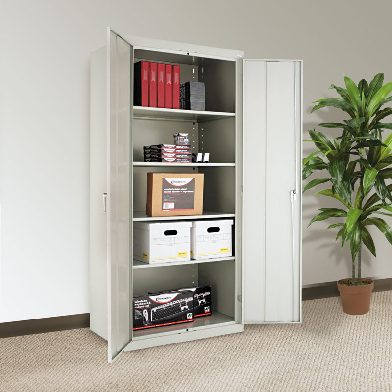 Assembled Light Gray Freestanding Lockable Office Cabinet with Adjustable Shelving