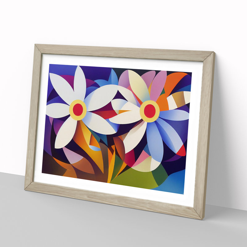Daisy Flowers - Framed Print, 34cm H x 46cm W x 2cm D, Oak