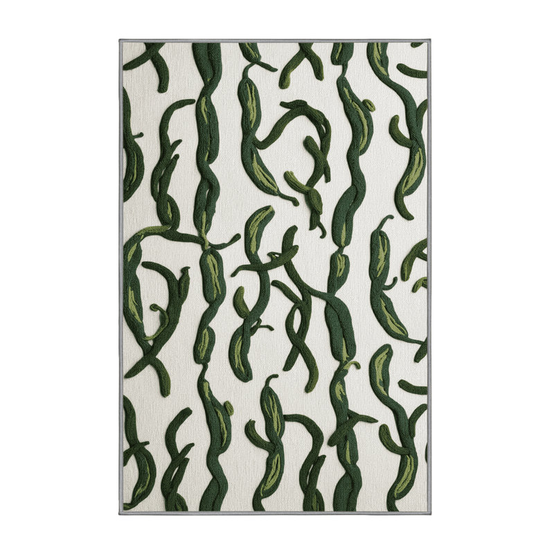 Washable Bean Sprouts Vegetables Area Rug, Rectangle 5' x 8'