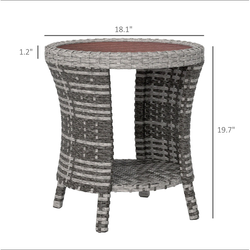 Table d'appoint, table basse d'extérieur en osier, Brun