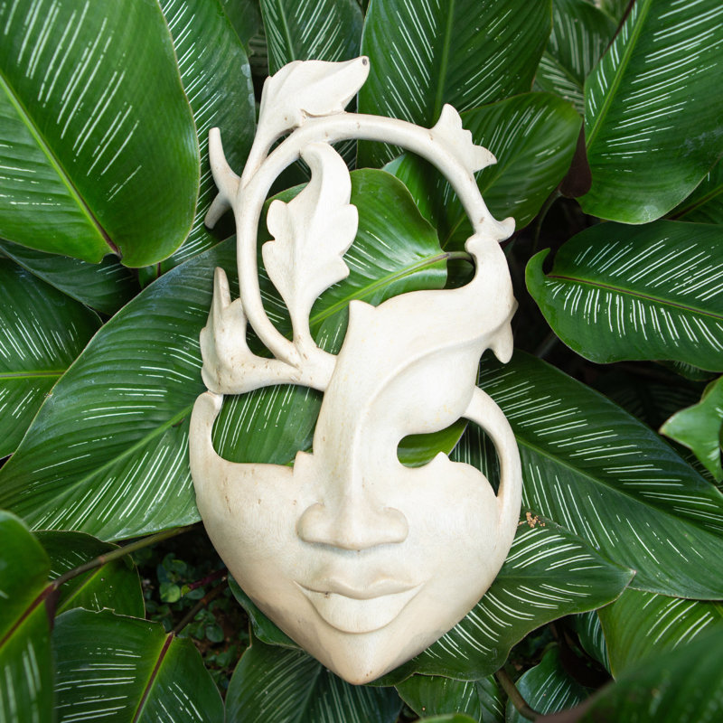 Handmade Suar Wood Dual Faces Vertical Wall Decor