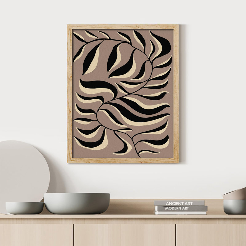 "Art abstrait du feuillage - Conception de feuille monochrome dans des tons de terre" sur papier, Naturel, H 16 po x l 12 po