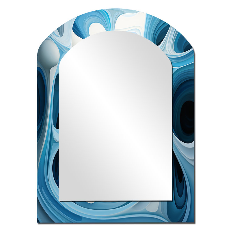 Op Op Blue Focus V - miroir décoratif asymétrique Op Art, 34 po x 25 po