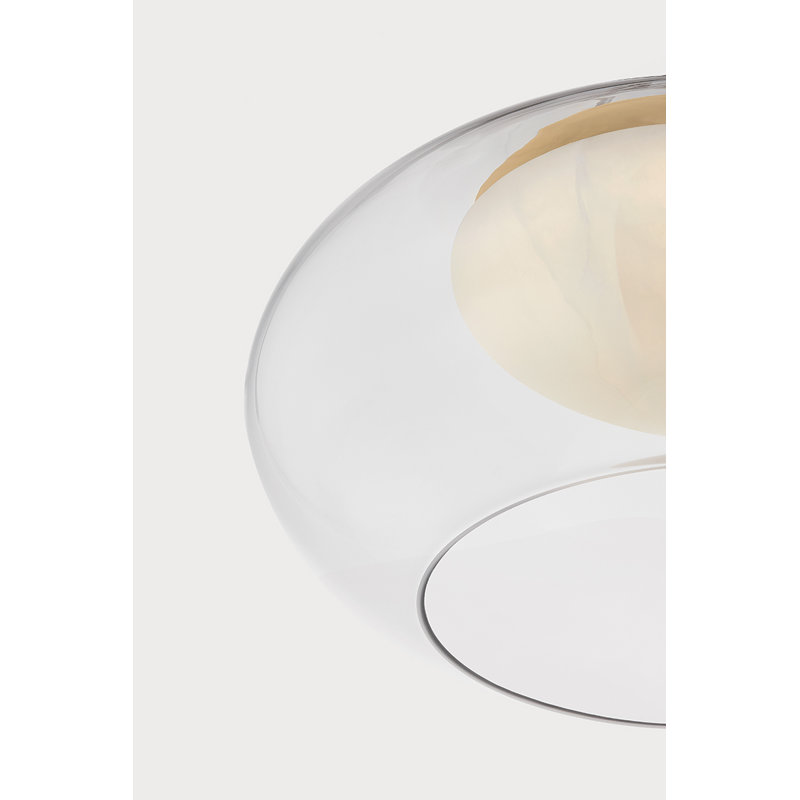 Moore Flush Mount in Aged Brass, 9" H x 17" W x 17" D, 16 W