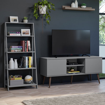 Meuble télé avec 2 portes et 2 tablettes latérales Latitude