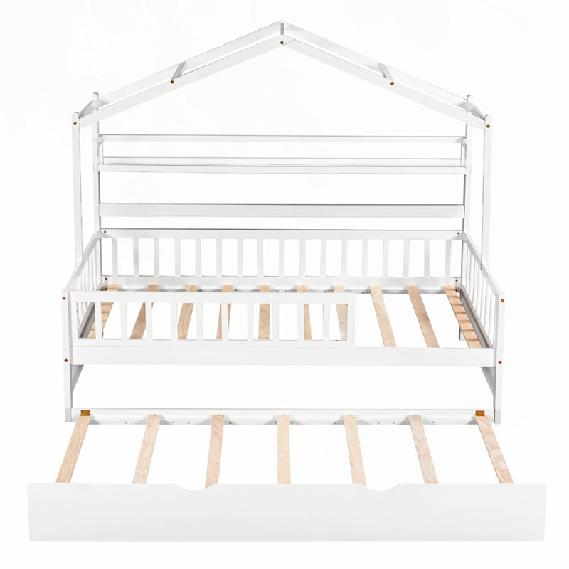 Lit simple en bois avec lit gigogne, Lit simple