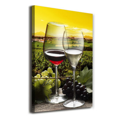 Wine And Grapes - Wrapped Canvas Print