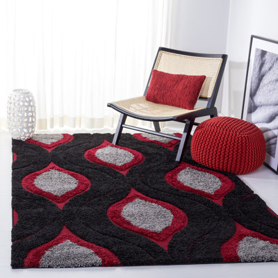 Tapis noir / rouge / gris Alsup