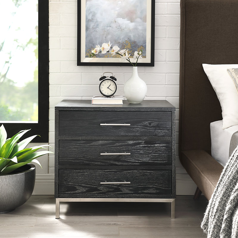 Table d'appoint Arsalan, Noir/chrome