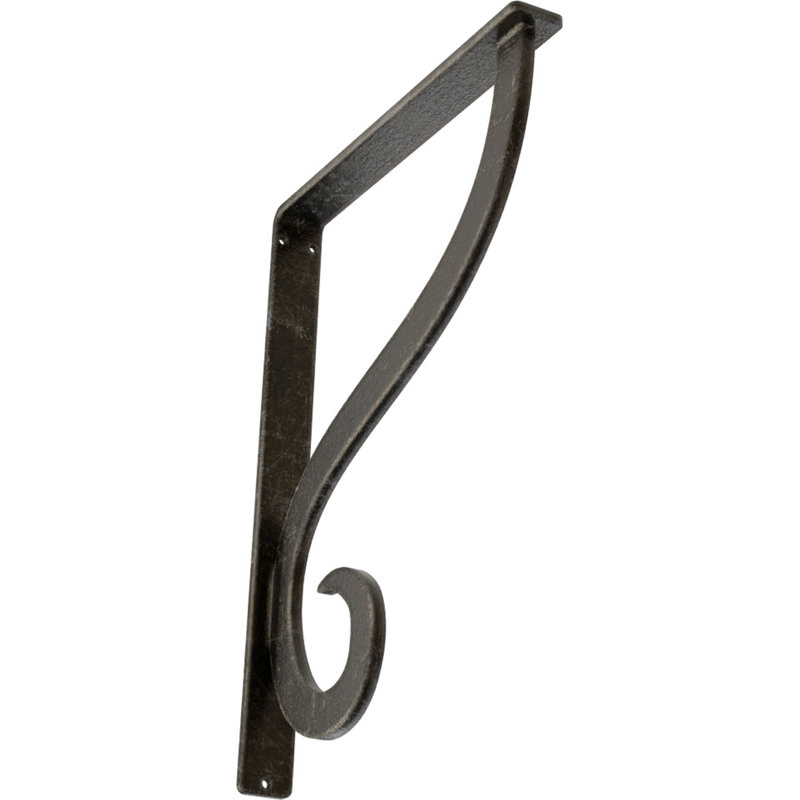 Support simple en fer forgé Ashford, Argenté antique chaleureux, H 12 po x l 1,5 po x P 10 po