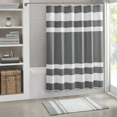 Spa Waffle Charcoal 72x78'' Shower Curtain with 3M Treatment